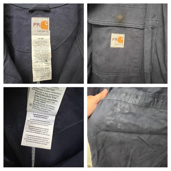 Carhartt FR Coveralls Mens 60R Navy Flame Resistant Jumpsuit HRC 2 Atpv 11.2 - Picture 3 of 14